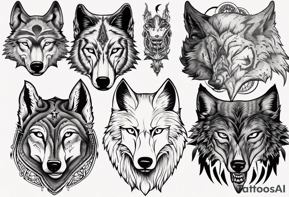 wolf head tattoo idea