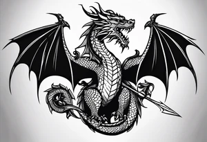 Welsh dragon clutching 3 spears. tattoo idea