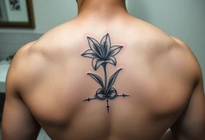 bathroom with lily coming up out of tile floor tattoo idea