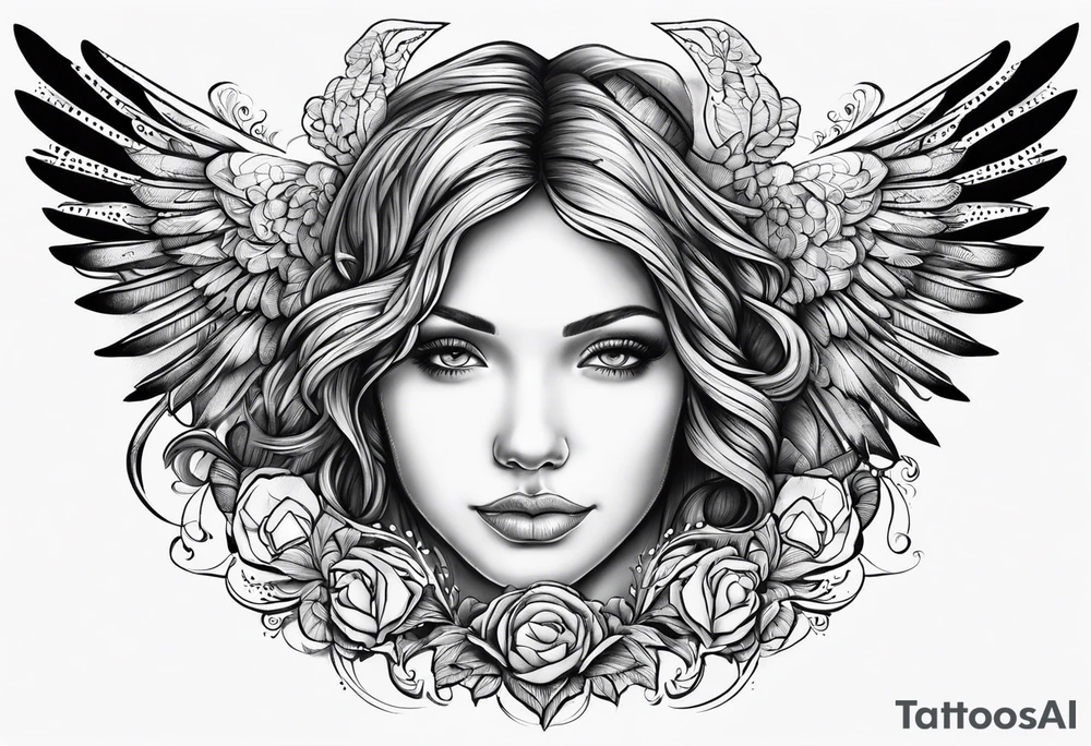 327, change, family and connection created into tattoo with angel watching over us tattoo idea
