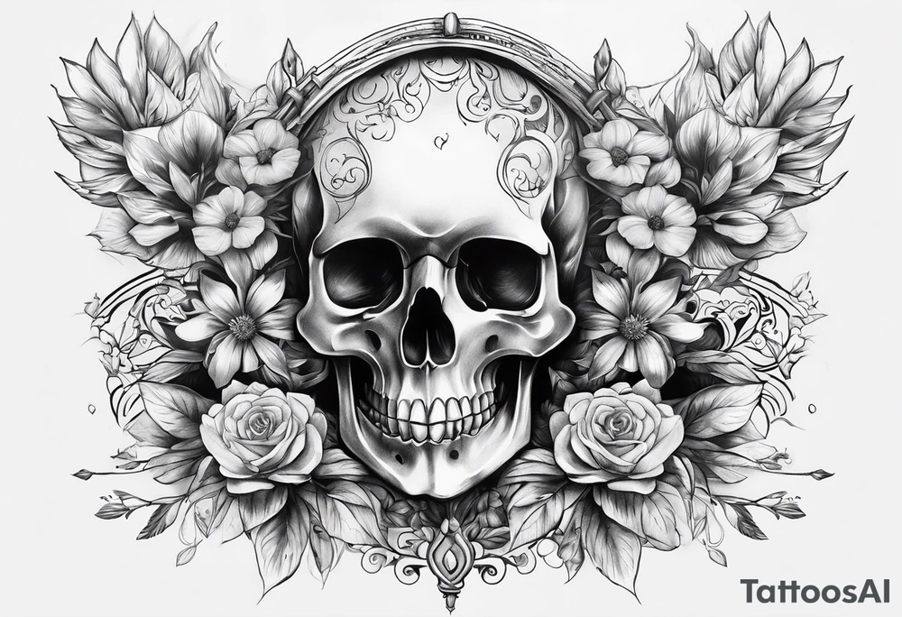 Démone avec crâne dans la main tattoo idea