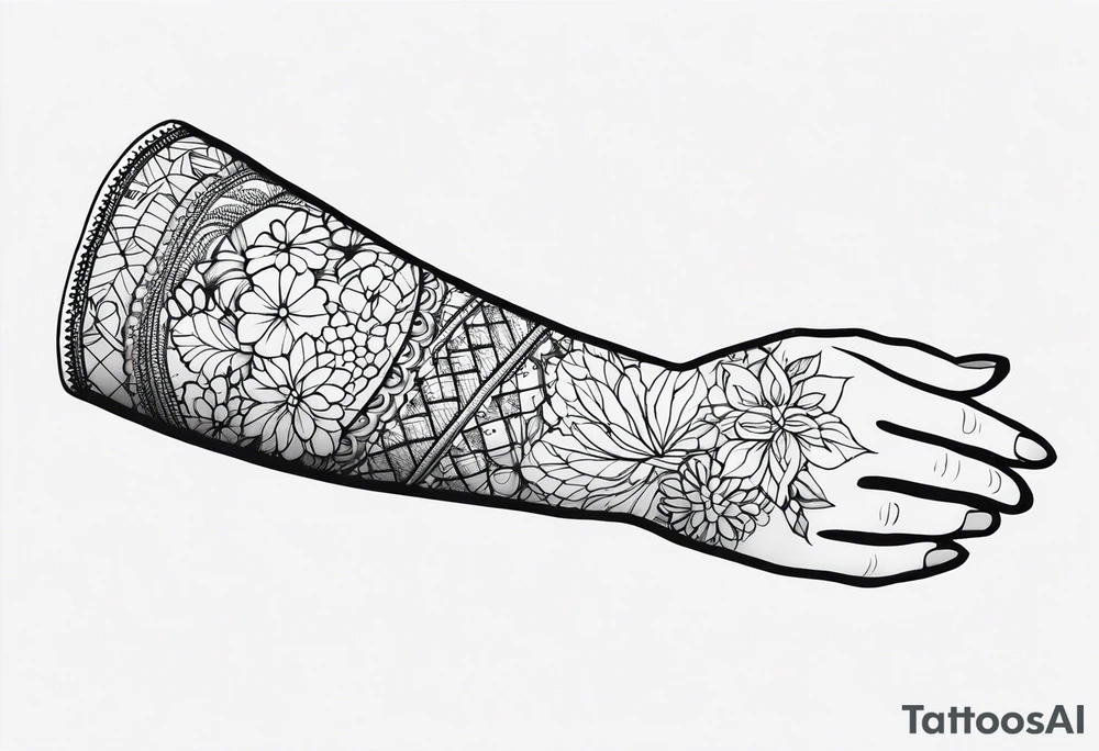 Elbow length lace glove tattoo idea