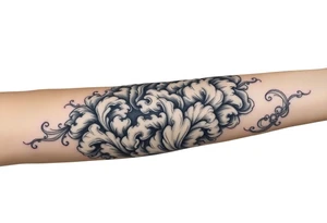 Celestial swirling tumultuous intergalactic space clouds daintily flowing like light wispy smoke tattoo idea
