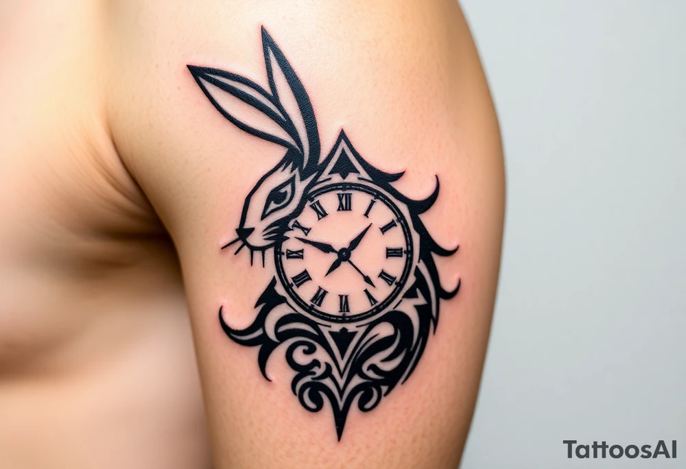 Rabbit with a Clock tattoo idea