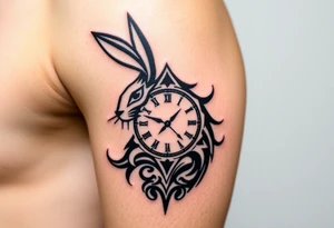 Rabbit with a Clock tattoo idea