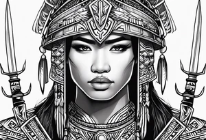 Ilocano warrior pretty face sword arrows alibaba tattoo idea