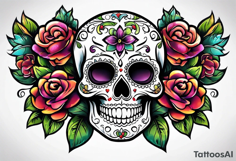 Sugar skull tattoo idea