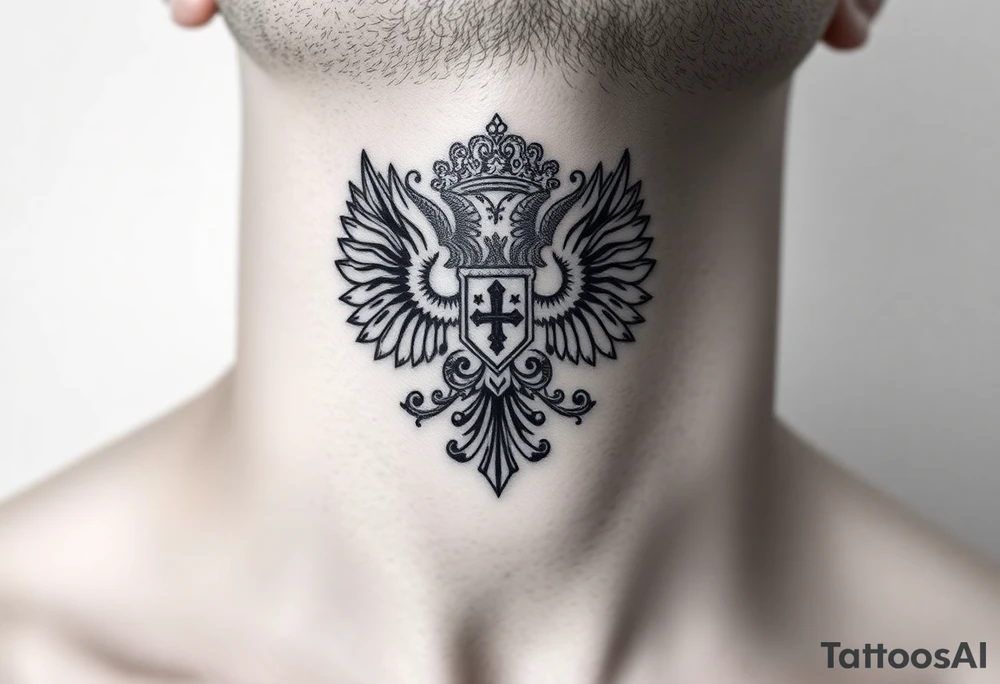 russian christian orthodox military neck design front facing tattoo idea