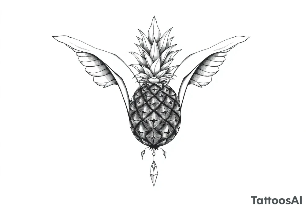 Design around a vagina and anus using a majestic pineapple with diamonds,, vagina, anus, tattoo idea