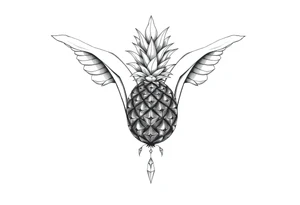 Design around a vagina and anus using a  majestic pineapple with diamonds,, vagina, anus, tattoo idea