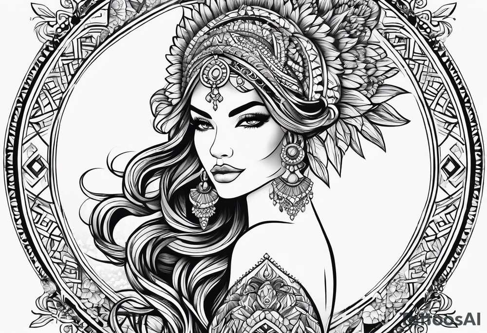 A thigh tattoo, symbol of feminism, strength, motherhood. tattoo idea