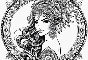 A thigh tattoo, symbol of feminism, strength, motherhood. tattoo idea