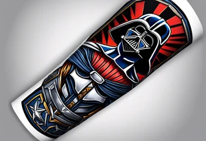 Gladiator forearm Darth Vader and Dallas cowboys in color tattoo idea