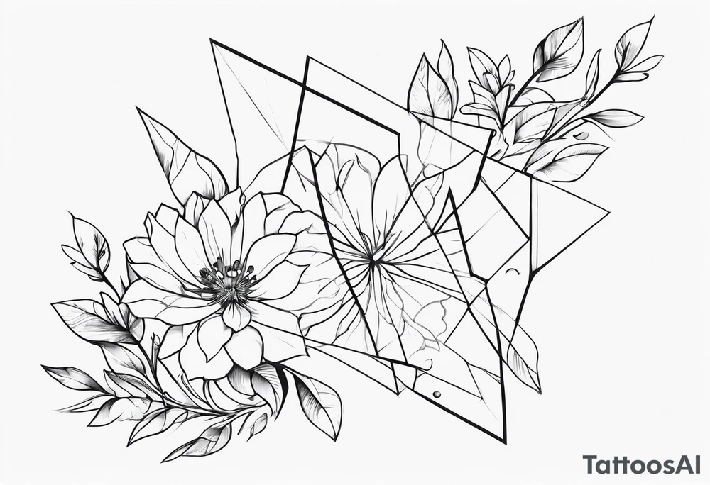 Broken glass and flowers tattoo idea