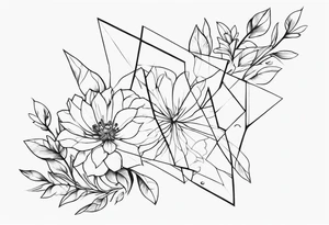 Broken glass and flowers tattoo idea
