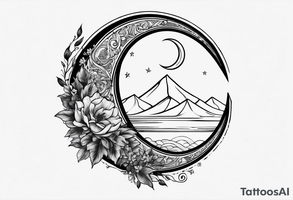 crescent moon basic sketch tattoo idea