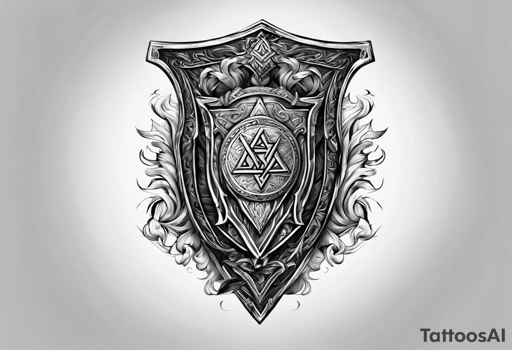Valhalla shield valknut sword axe flame tattoo idea Valhalla shield valknut sword axe flame tattoo idea