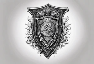 Valhalla shield valknut sword axe flame tattoo idea