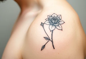 January December July birthday flower infi with diamond tattoo idea