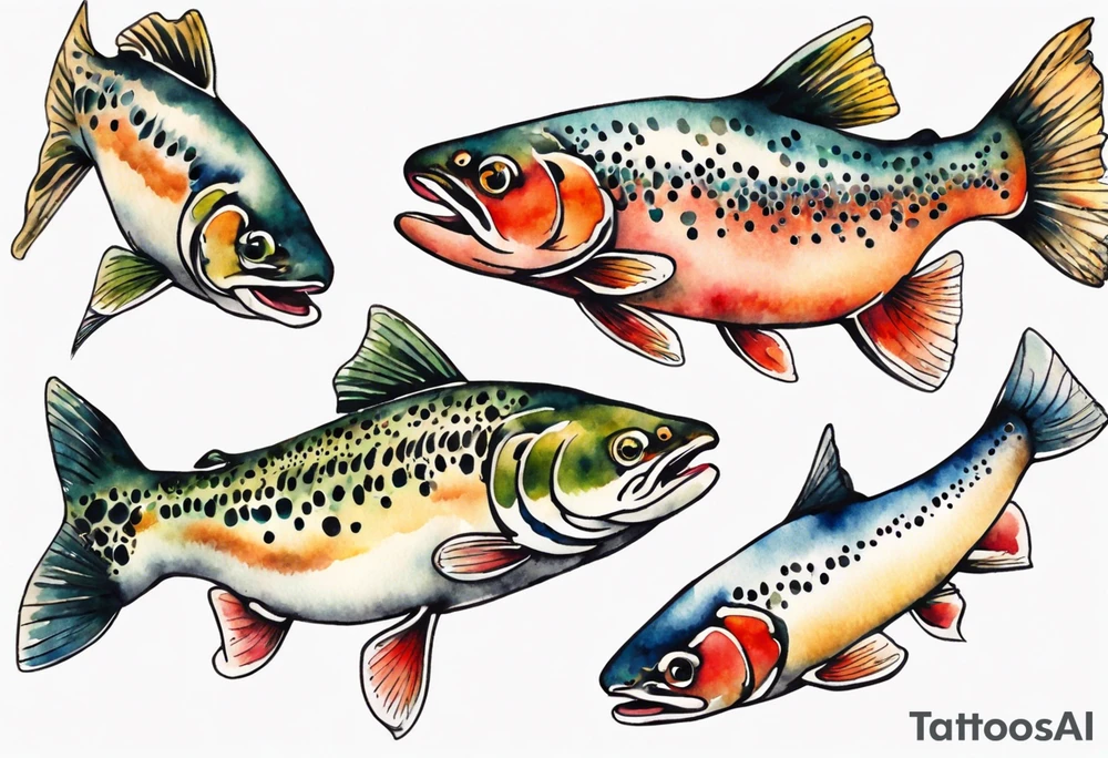 watercolor of a trout tattoo idea