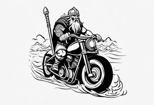 Viking riding a motorcycle along the beach tattoo idea
