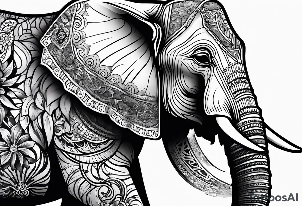 a elephant and a sun tattoo idea