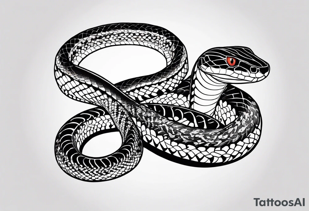 A snake that has text along its' body saying something about conquering fear tattoo idea