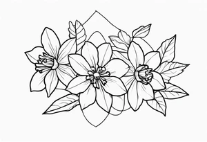 bipolar chemical structure with holly and paperwhite narcissus around edges tattoo idea