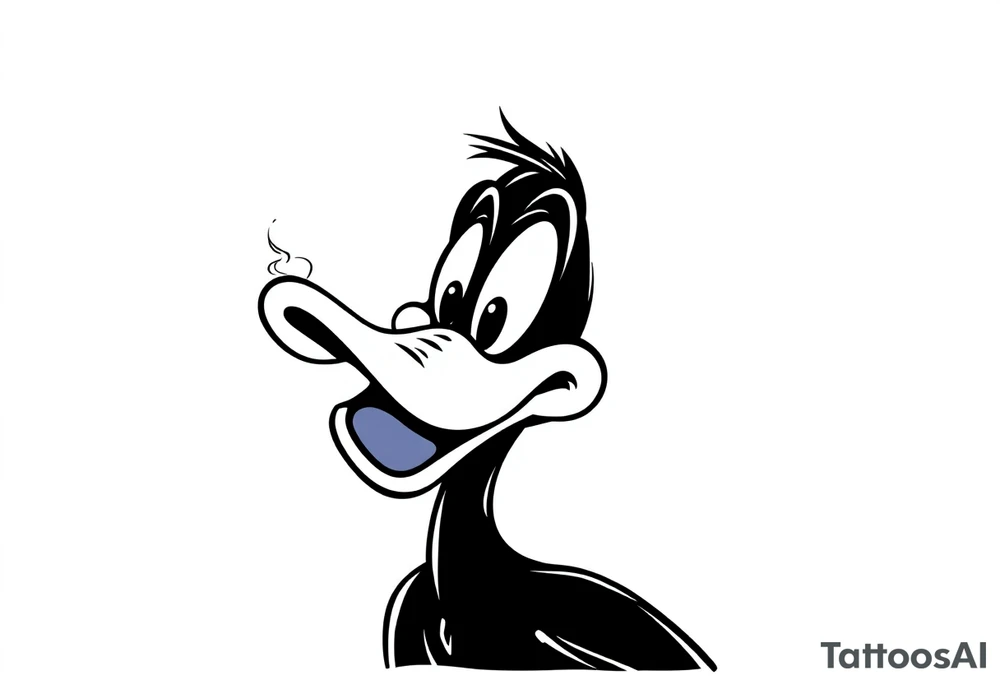 90s looking Daffy duck  smoking a rolled cigarette tattoo idea