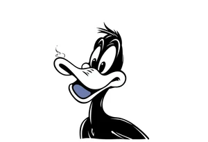 90s looking Daffy duck  smoking a rolled cigarette tattoo idea