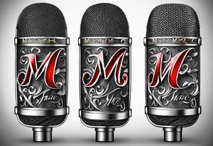 Engraved letters on microphone the letters are “MTR” tattoo idea