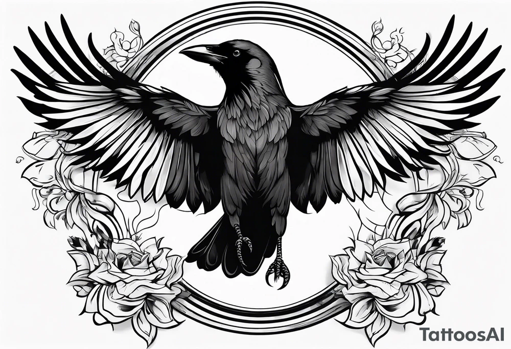outline of a crow with open wings tattoo idea