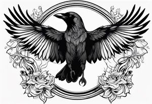 outline of a crow with open wings tattoo idea