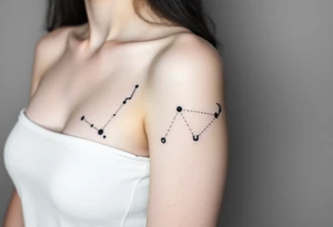 constellation tattoo with libra, cancer, Taurus, 2 scorpio and capricorn stars only tattoo idea