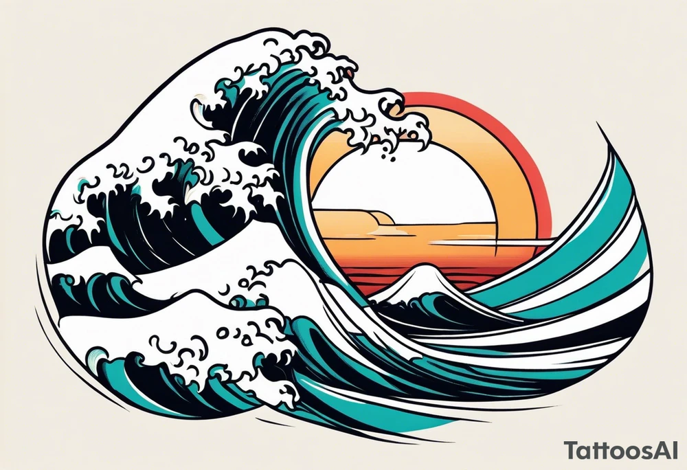 ocean waves tattoo vintage traditional simple and bold colors
within borders tattoo idea
