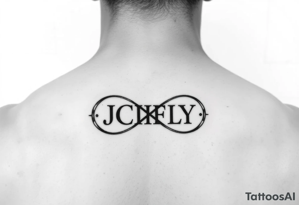 A small tattoo to go on my inner forearm with the letters JCIFLY in an infinity symbol shape more enclosed and smaller tattoo idea