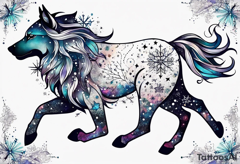 Constellation, animal, snowflake tattoo idea