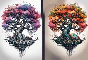 Tree of life growing out of skull tattoo idea