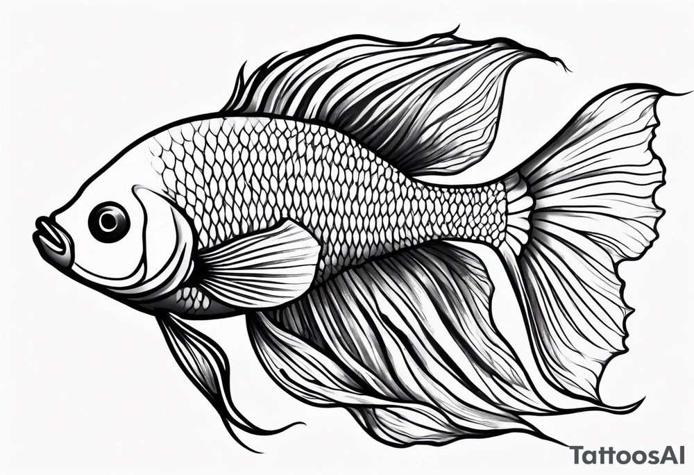 2 Betta fish with flowers tattoo idea