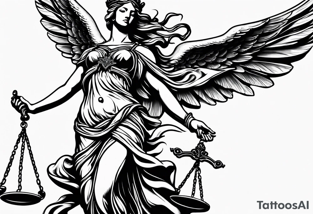 lady justice with wing tattoo idea