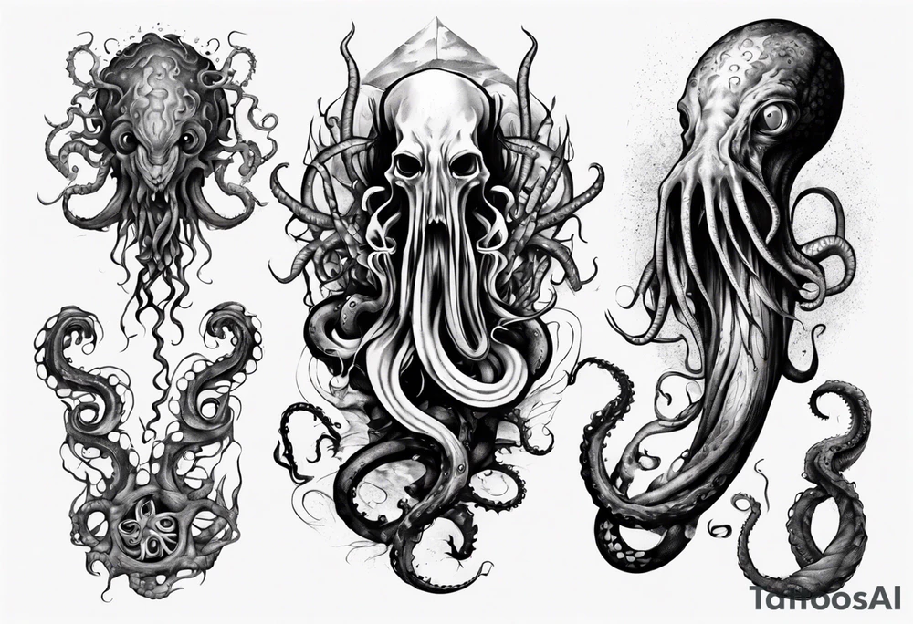 lovecraft mythe long tattoo 
with lot of tentacle for forearm and hand
crazy tattoo idea