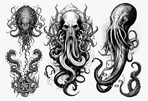 lovecraft mythe long tattoo 
with lot of tentacle for forearm and hand
crazy tattoo idea