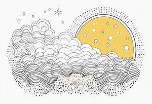 scandi looking sunshine made of dots tattoo idea