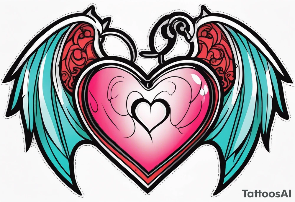 angelish devil heart/wings tattoo idea