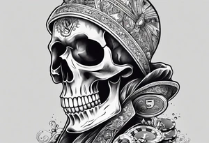 skeleton with poker chips tattoo idea