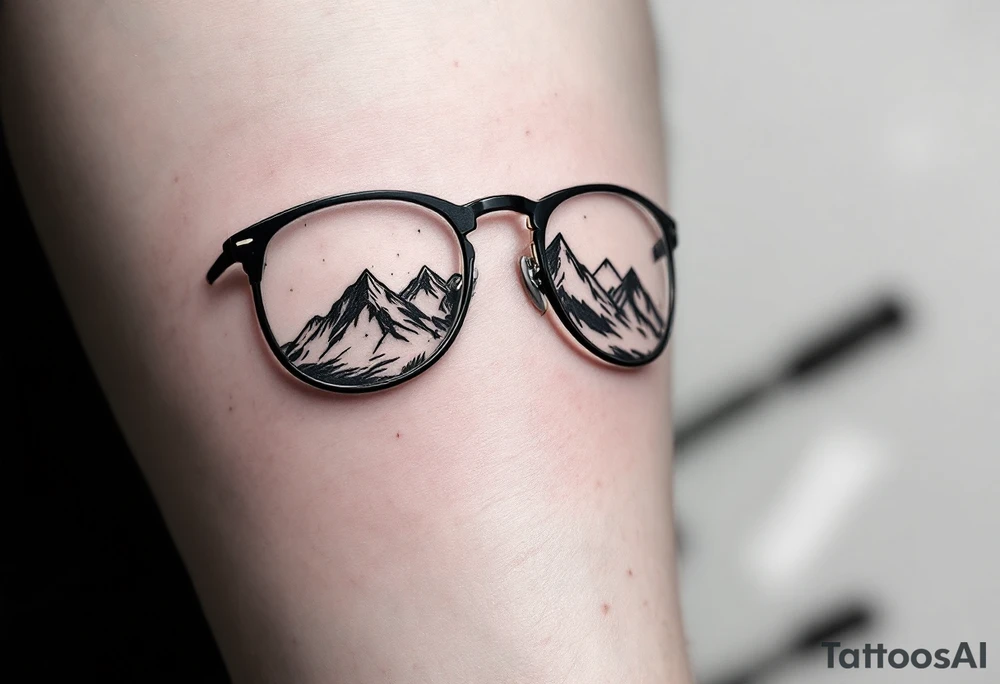 Glasses that show the world clearly
One lens can be made cloudy or cracked, and the other crystal clear, showing mountains, sky or nature. tattoo idea