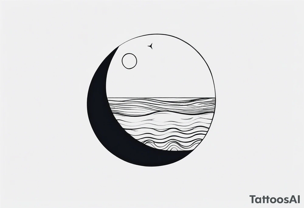 something with the moon and ocean very small half moon maximum 4cms tattoo idea