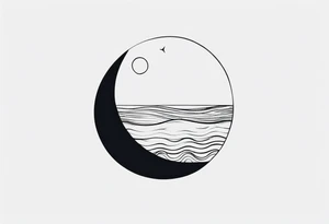 something with the moon and ocean very small half moon maximum 4cms tattoo idea
