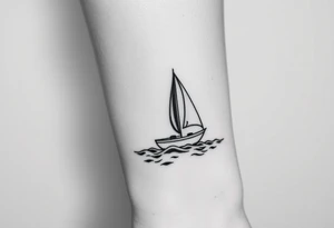 Create a simple sailboat sailing on the ocean. tattoo idea