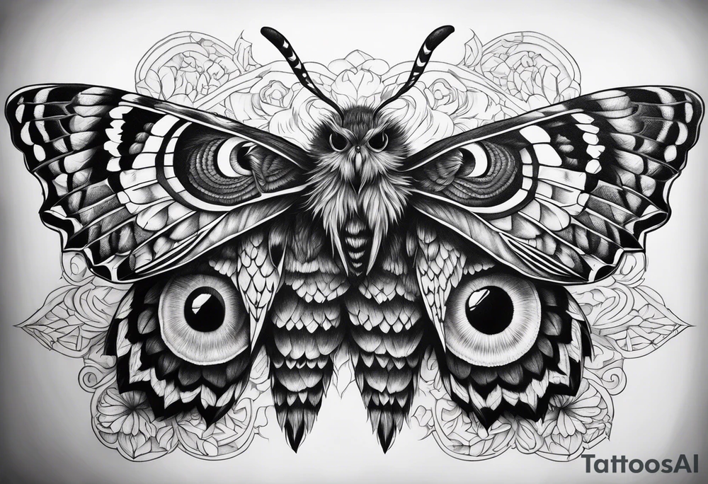 Dead head moth with owl eyes tattoo idea